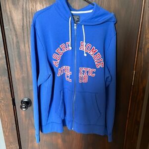 Abercrombie & Fitch Mens XXL Blue Athletic Club Full Zip Hoodie Sweatshirt Mens